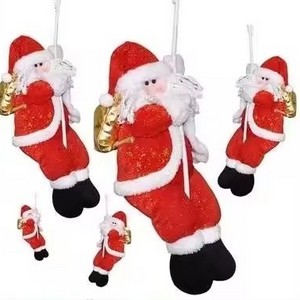 Hot selling Xmas Tree Ornament Christmas Gift Decorations Climbing Stairs Beads Musical Toy Electric Climbing Santa Claus