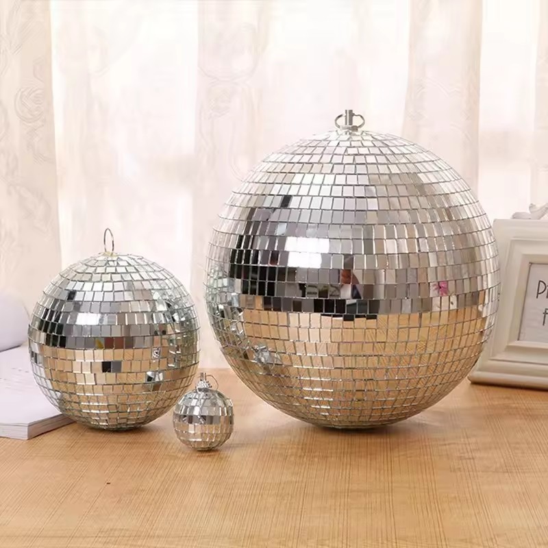 Custom Christmas Disco Mirror Balls Silver Disco Mirror Balls Hanging Mirror Disco Ball for Christmas Xmas Tree Decorations