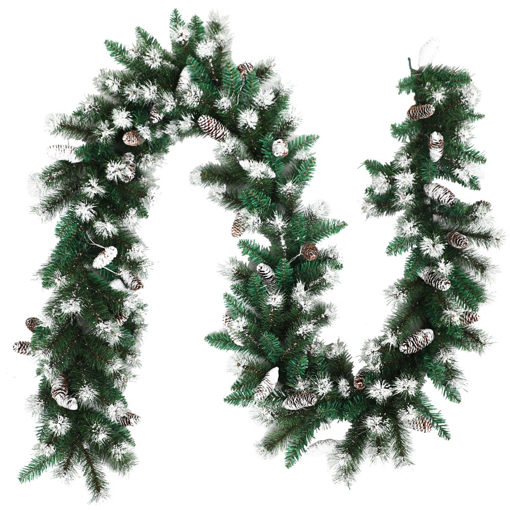 Duoyou Factory Custom Eco-Friendly PVC Plastic Pine Mixed Artificial Snow Flocked Christmas Garland