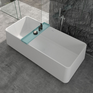 Bathroom Indoor Hotel Customized Acrylic Solid Surface Rectangle Whirlpool Massage Bathtub