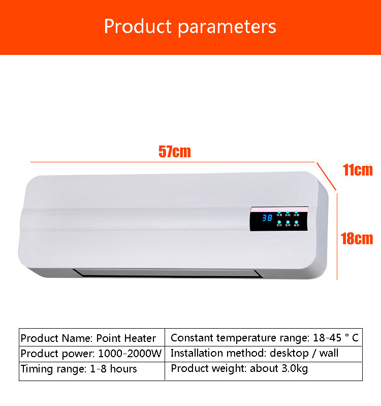 Hot Selling Low Price Led Display Bladeless Hot Cool Ptc Ceramic Heater Fan Wall Mounted Electric Heater