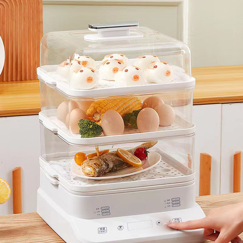 multi functional 3 tier egg steamer pp plastic electric sweet corn dumpling food steamer