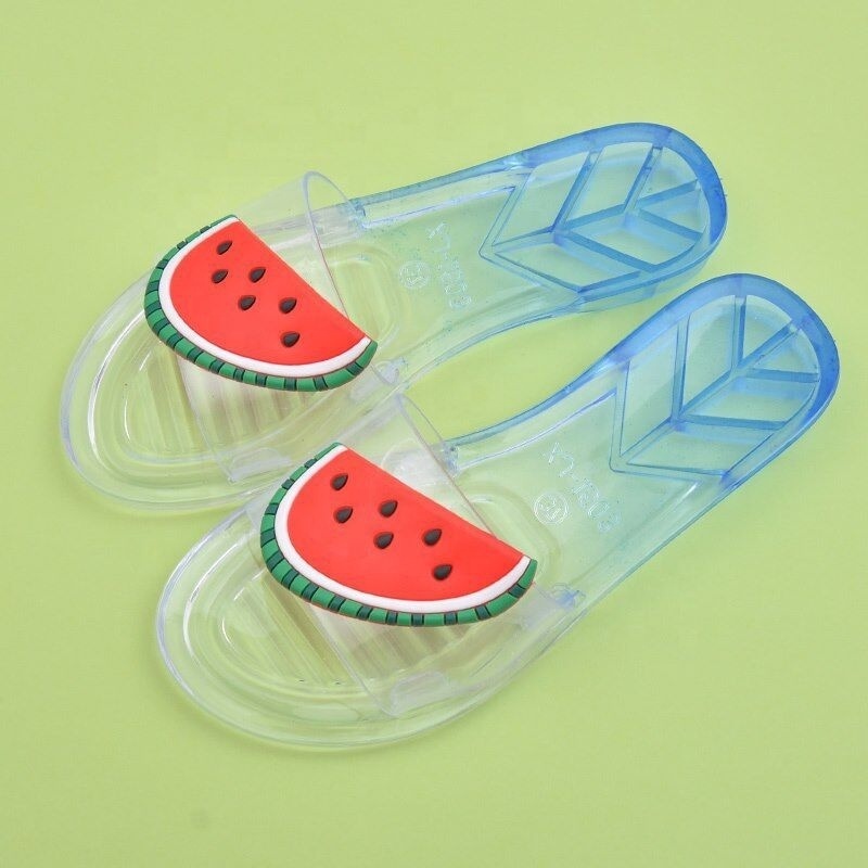 Fashion Ladies Fruit Slippers Crystal Flat Shoes non-slip Comfortable Summer Lady Plastic Fruit Sandals Woman Jelly Shoes