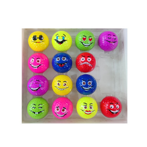 2023 Double-Layer Practice Golf Ball Colorful Smiley face game ball 16 balls in 1 box