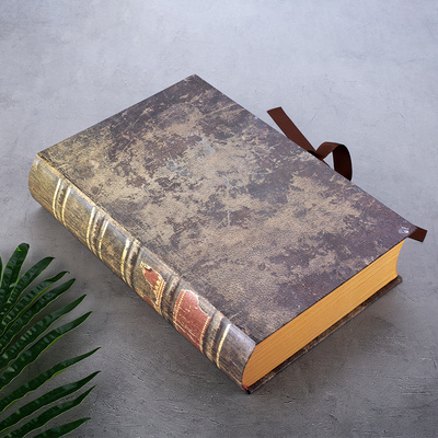 Custom Printed Vintage Decorative Faux Book Shaped Packaging Boxes Fake Book Gift Magnetic Paper Box With Ribbon