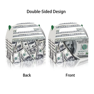 DD262 Money Theme Casino Birthday Party Decoration 100 Dollar Bill Design Funny Party Gift Paper Box with Handle