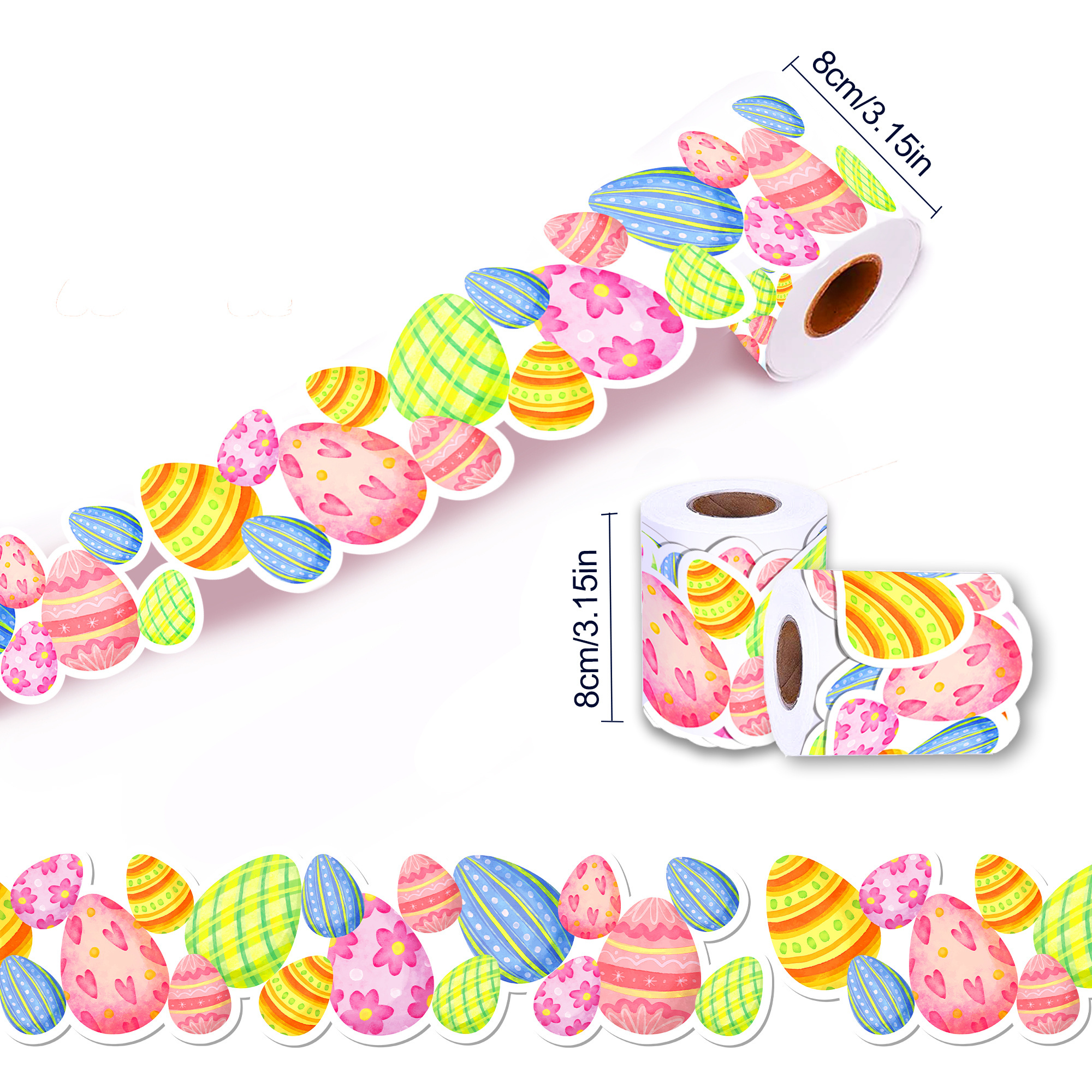 Huancai Easter Eggs Bulletin Board Border Trim Stickers Roll Self Adhesive Decals for School Classroom Spring Party Supplies