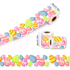 Huancai Easter Eggs Bulletin Board Border Trim Stickers Roll Self Adhesive Decals for School Classroom Spring Party Supplies