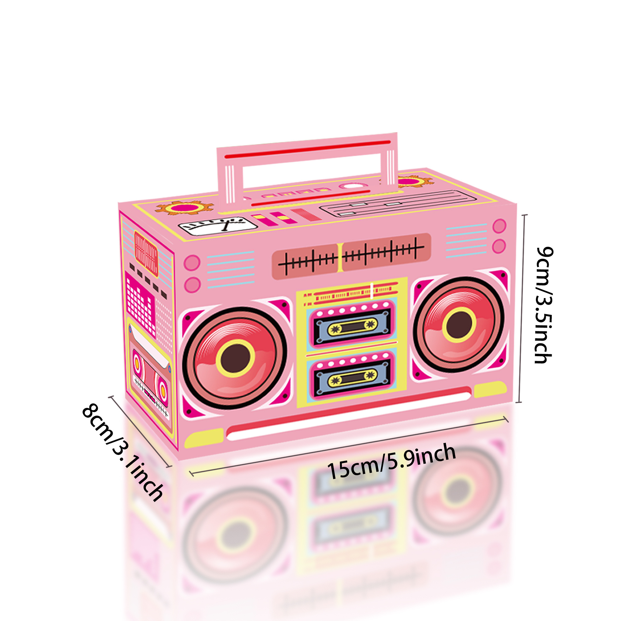 Huancai 80s 90s novelty boom favor box retro radio cassette candy treat boxes paper gift goody box for hip hop party supplies