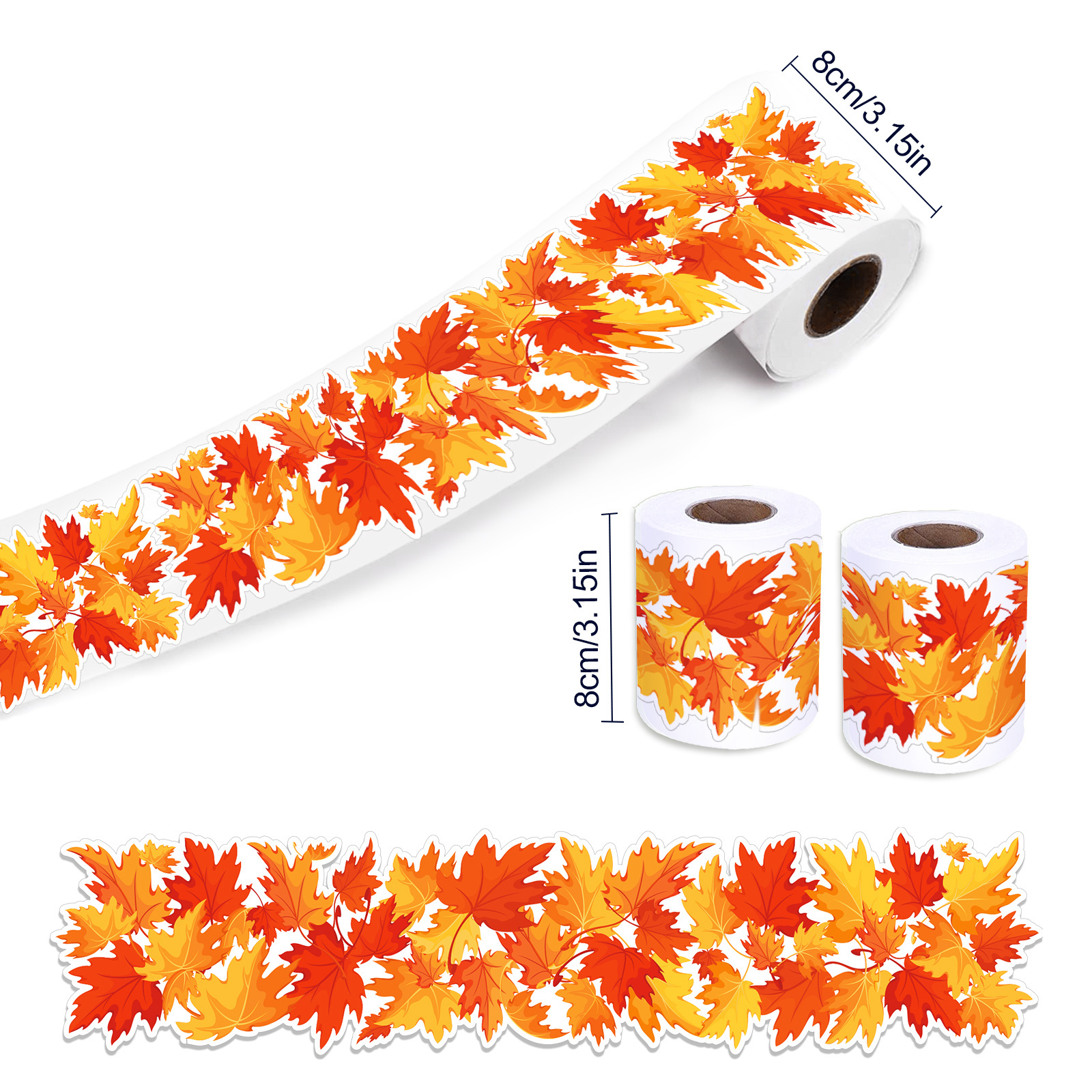 Huancai Autumn Maple Leaves Bulletin Board Border Trim Fall Stickers Roll Self Adhesive Decals for Thanksgiving Party Supplies