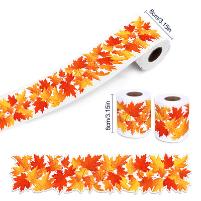 Huancai Autumn Maple Leaves Bulletin Board Border Trim Fall Stickers Roll Self Adhesive Decals for Thanksgiving Party Supplies