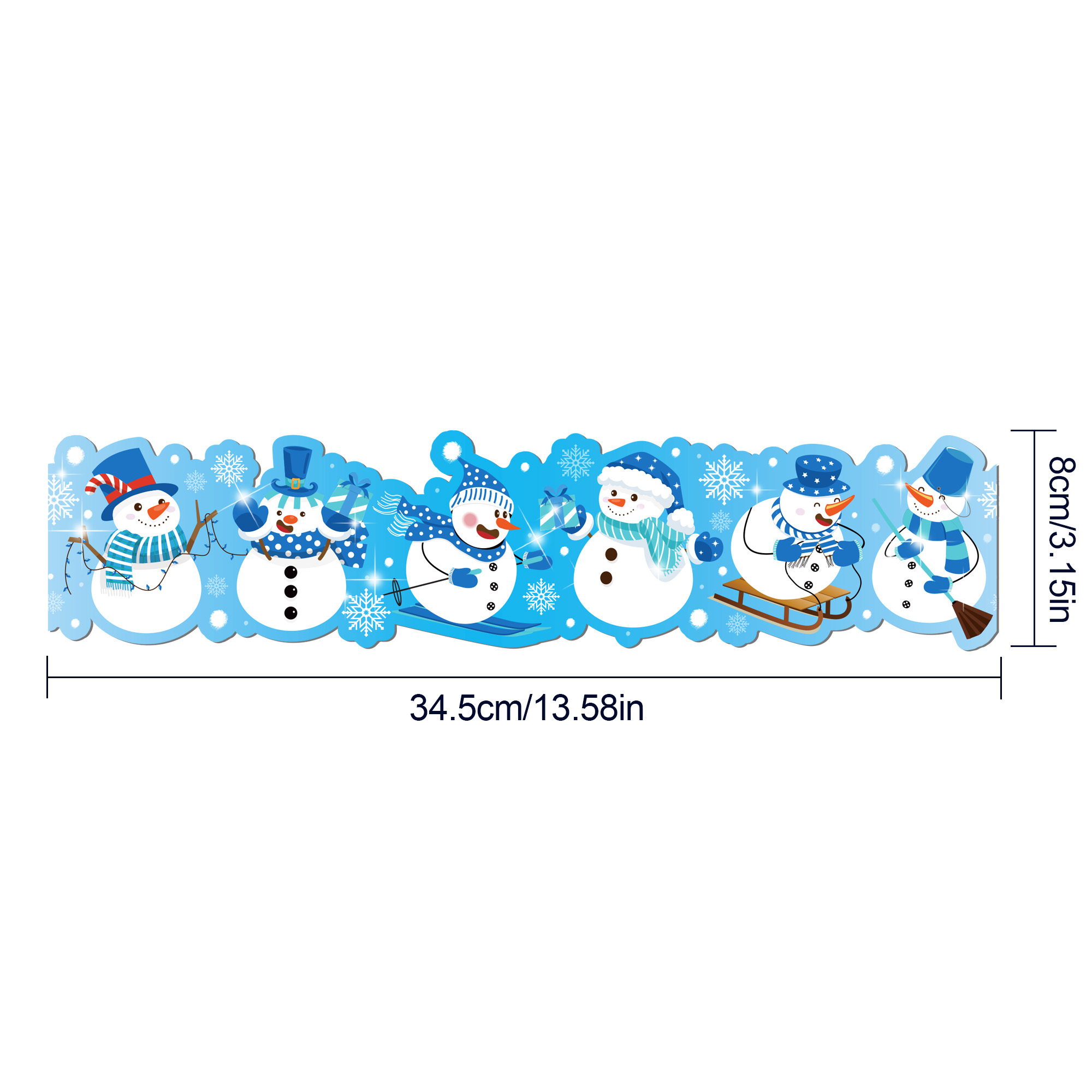 Huancai Christmas Snowman Bulletin Board Border Trim Stickers Roll Self Adhesive Decals for School Classroom Xmas Party Supplies