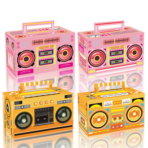 Huancai 80s 90s novelty boom favor box retro radio cassette candy treat boxes paper gift goody box for hip hop party supplies