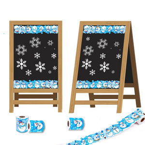 Huancai Christmas Snowman Bulletin Board Border Trim Stickers Roll Self Adhesive Decals for School Classroom Xmas Party Supplies