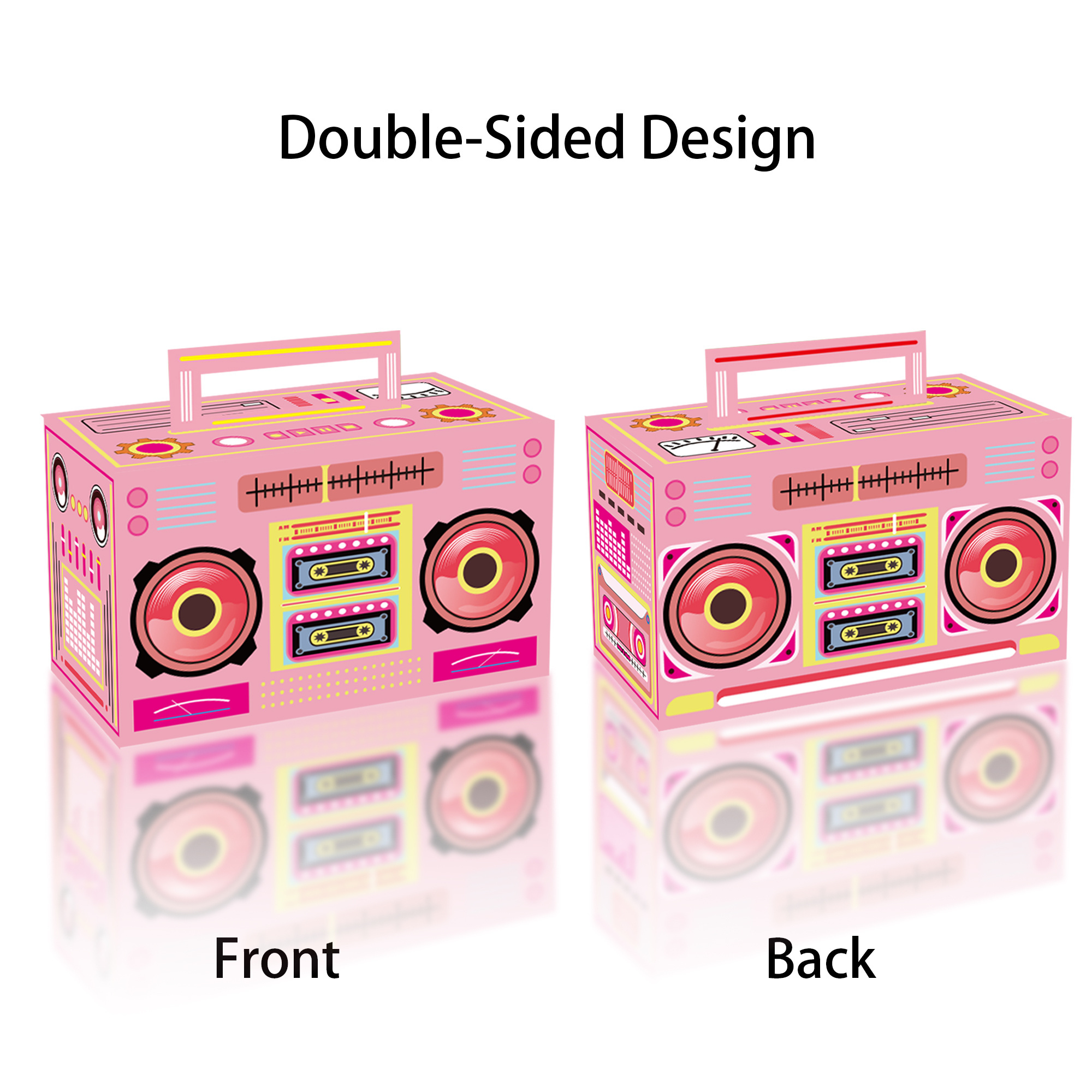 Huancai 80s 90s novelty boom favor box retro radio cassette candy treat boxes paper gift goody box for hip hop party supplies