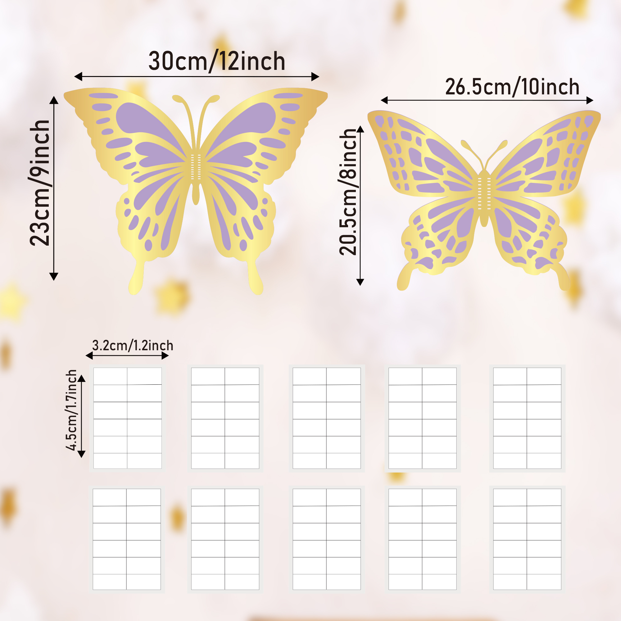 Huancai 3D Butterfly Paper Cutouts Gold Butterfly Wall Stickers Decals with Glue Points for Spring Party Bedroom Wedding Decor