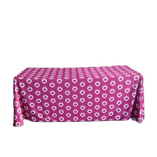 Wrinkle free machine washable table cover printed event table throw