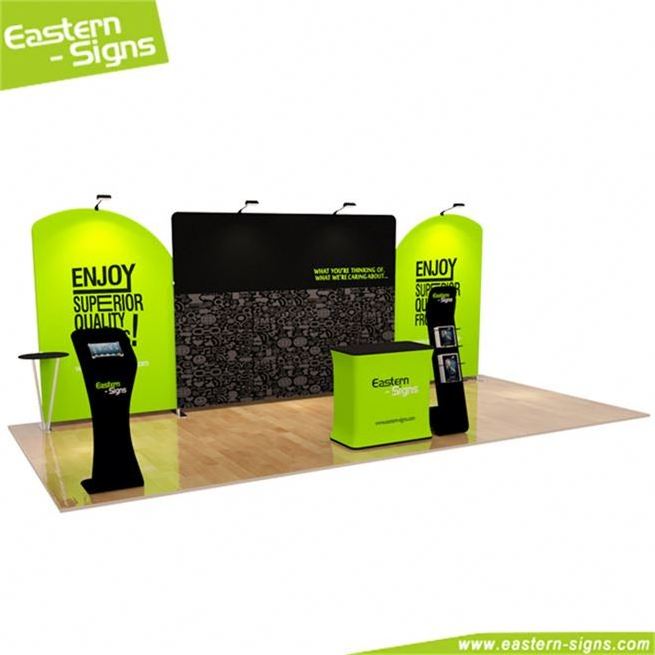 Latest tension fabric full color display promotion hire expo trade show booth