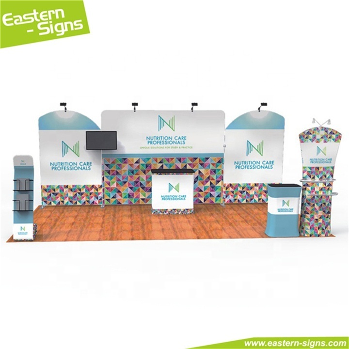 Tension fabric aluminum portable collapsible fair 3x3 size exhibition booth for trade show