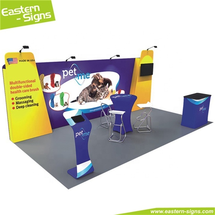 Tension fabric aluminum portable collapsible fair 3x3 size exhibition booth for trade show