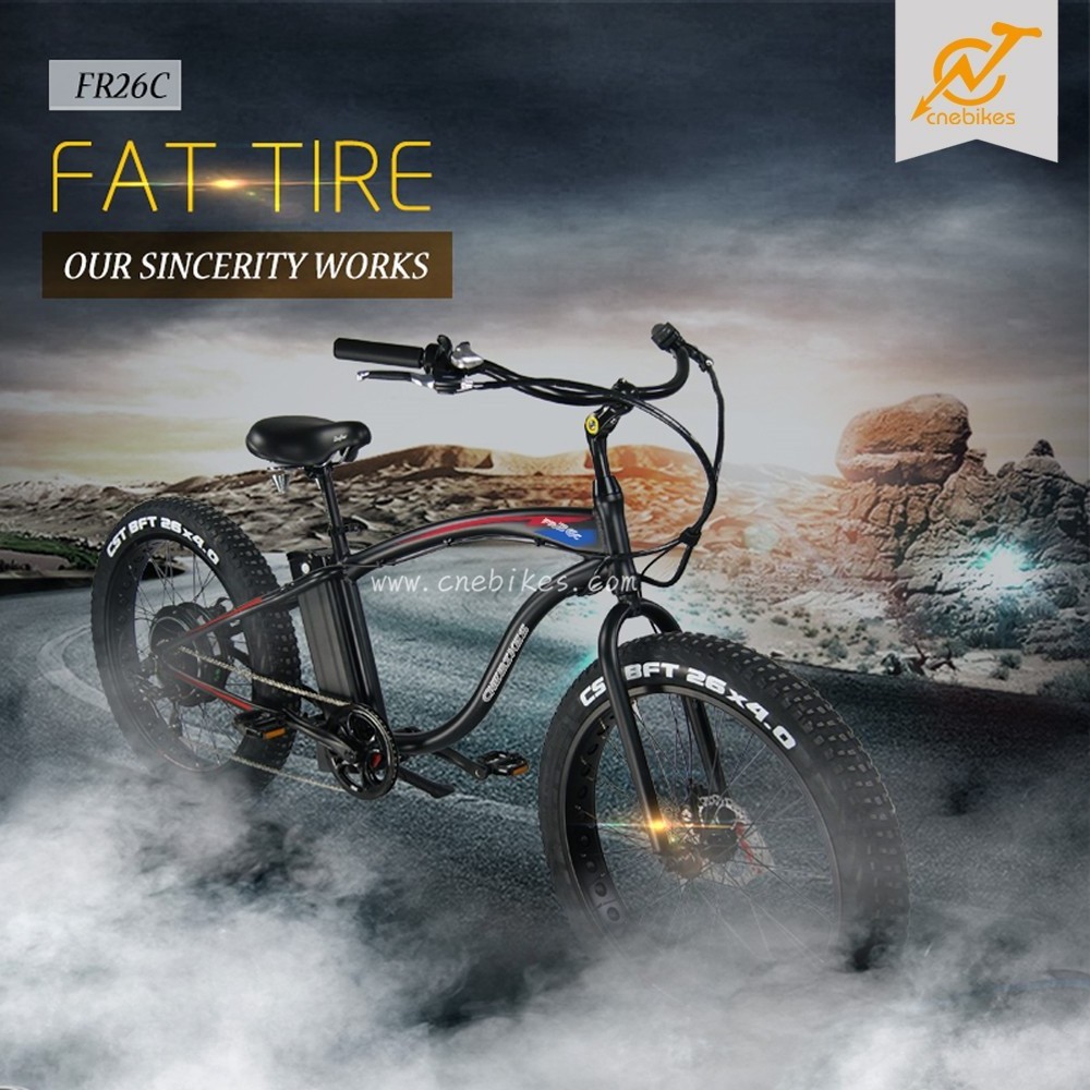 26inch 48v 500w electric chopper bicycle beach cruiser fat tire electric bike