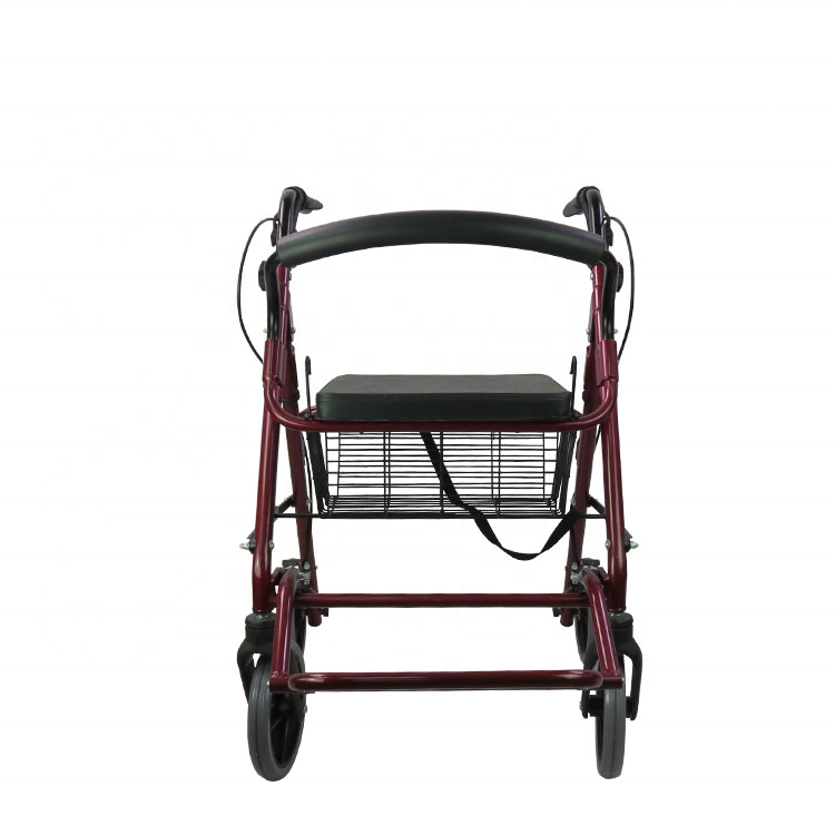 Lightweight Seat Walker Portable Shopping Cart for Elderly Aluminum Rollator Walker with Seat