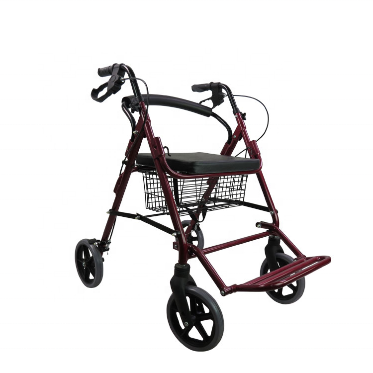 Lightweight Seat Walker Portable Shopping Cart for Elderly Aluminum Rollator Walker with Seat