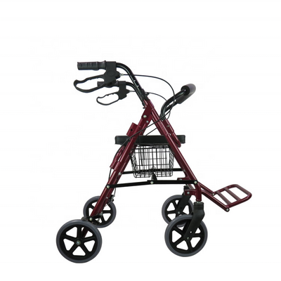 Lightweight Seat Walker Portable Shopping Cart for Elderly Aluminum Rollator Walker with Seat