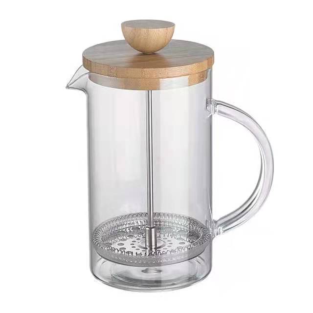 400ML borosilicate acid glass bamboo lid French press, coffee pot