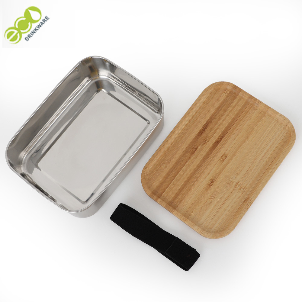 GF004  food grade  plastic free Eco-friendly bamboo lid Stainless steel food storage container  lunch box bento box wholesale