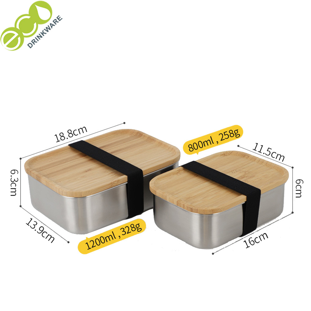 GF004  food grade  plastic free Eco-friendly bamboo lid Stainless steel food storage container  lunch box bento box wholesale