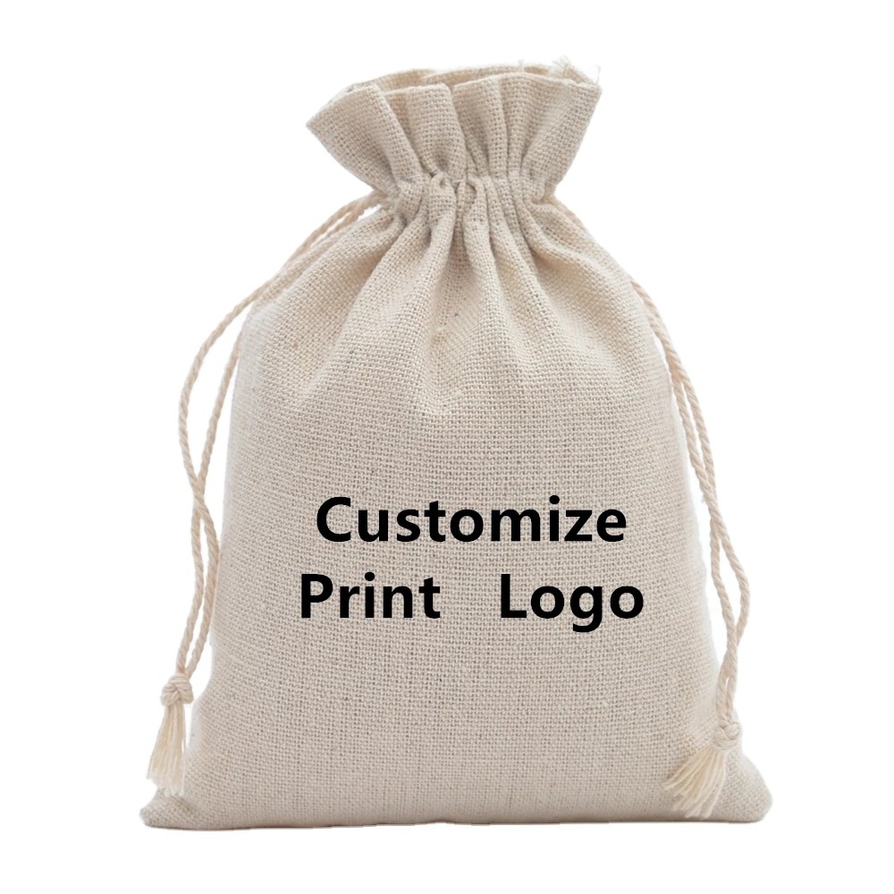 Custom GOTS Certificated Small Calico Cotton Drawstring Cloth Dust Bag For Shoes