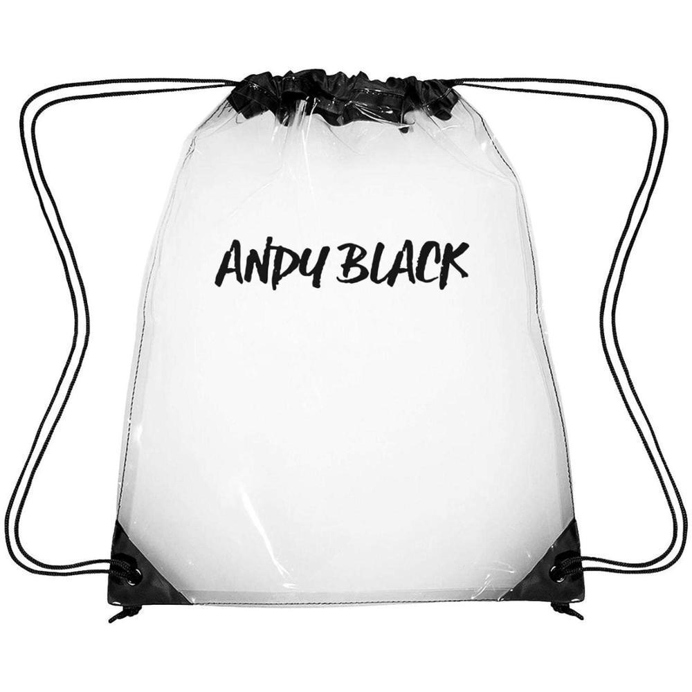 Clear Drawstring Stadium Backpack Crossbody Shoulder Pvc Vinyl Transparent Bag with Front Zipper Mesh Pocket