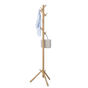 Bamboo Wooden Coat Rack Free Standing, Coat Hat Tree Coat Hanger Holder Stand with Durable triangle Base