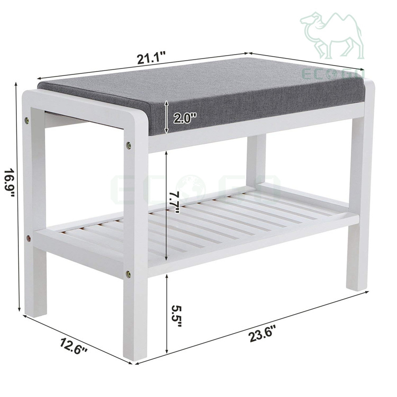 Promotional Shoe Rack Bench With Cushion Upholstered Durable In Use Shoe Storage Shelf Classic Shoe Storage Bench