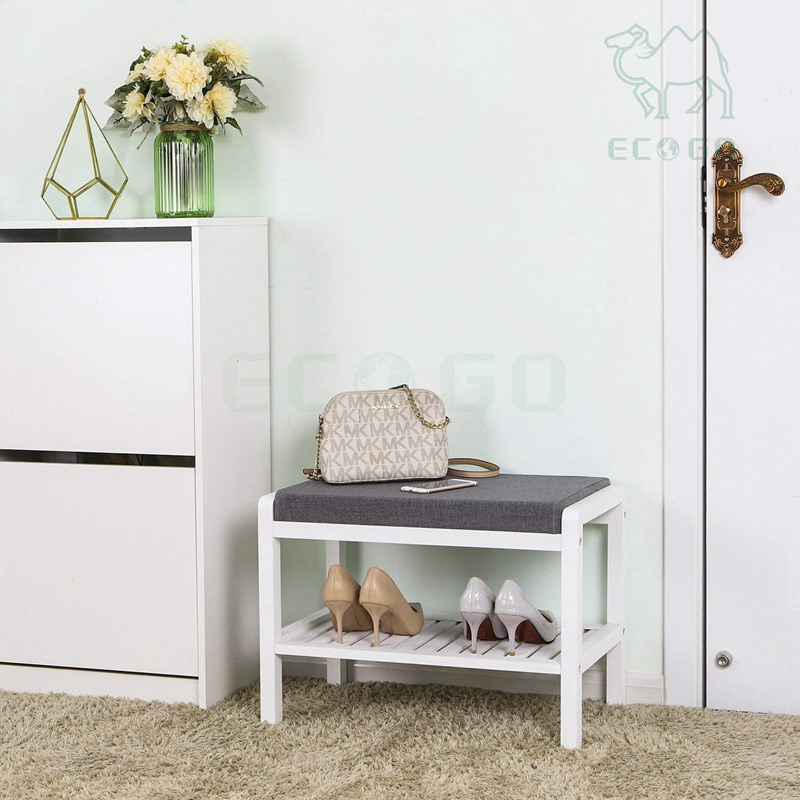 Promotional Shoe Rack Bench With Cushion Upholstered Durable In Use Shoe Storage Shelf Classic Shoe Storage Bench