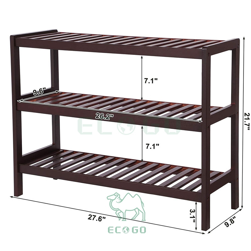 3 Tier Shoe Rack Bamboo Storage Shelf Sturdy Organizer Holds for Boots Heels Bag Holder Stand Organizer