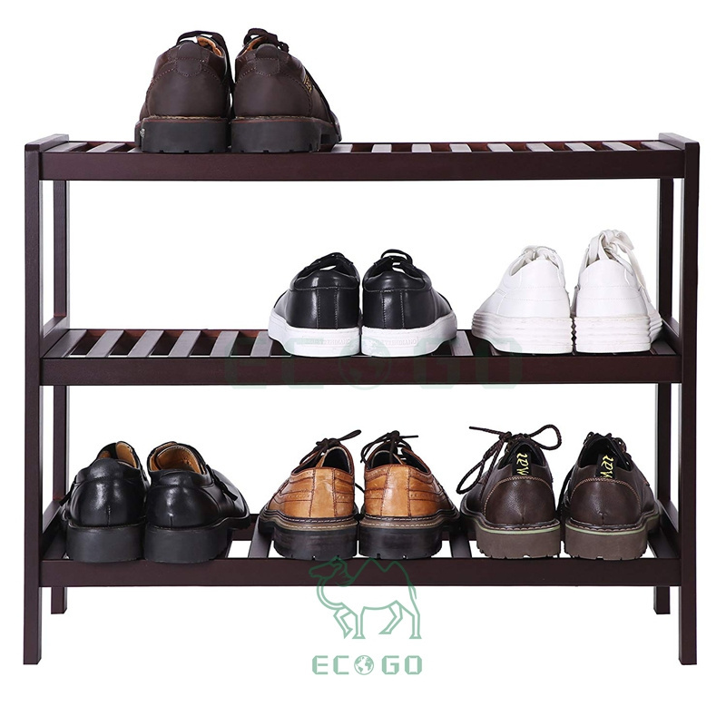 3 Tier Shoe Rack Bamboo Storage Shelf Sturdy Organizer Holds for Boots Heels Bag Holder Stand Organizer