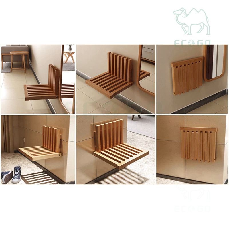 Wall-Mounted Natural Upgrade Solid Wood Shower Stool Folding Waterproof Shower Bench Exceptional Shower Seat For Entryway