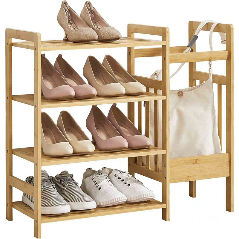 Bamboo Shoe Organizer Storage with Umbrella Holder Freestanding Shoe  Rack Shelf