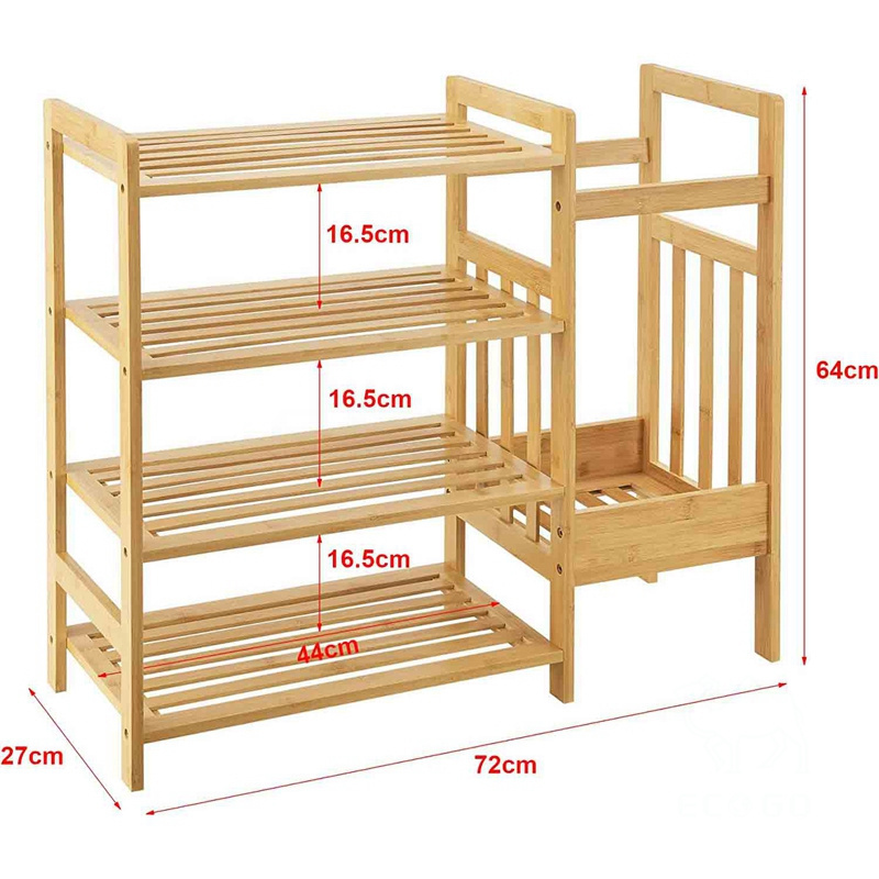 Bamboo Shoe Organizer Storage with Umbrella Holder Freestanding Shoe  Rack Shelf