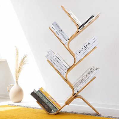 Bamboo Bookcase Freestanding Tree Bookshelf Book Shelving Shelf Unit for Book, CD, Magazine