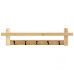 Coat Rack with Shelf Wall-Mounted Bamboo Coat Rack Wall Hooks Rack for Hanging Coat Hat