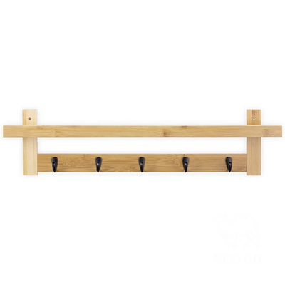 Coat Rack with Shelf Wall-Mounted Bamboo Coat Rack Wall Hooks Rack for Hanging Coat Hat