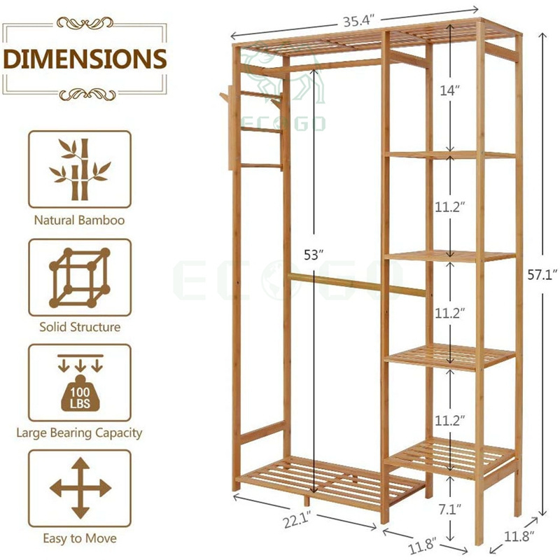 Coat Rack Shoe Bench,Entryway Storage Bench,Wood Look Accent Furniture Portable Bamboo Coat Rack