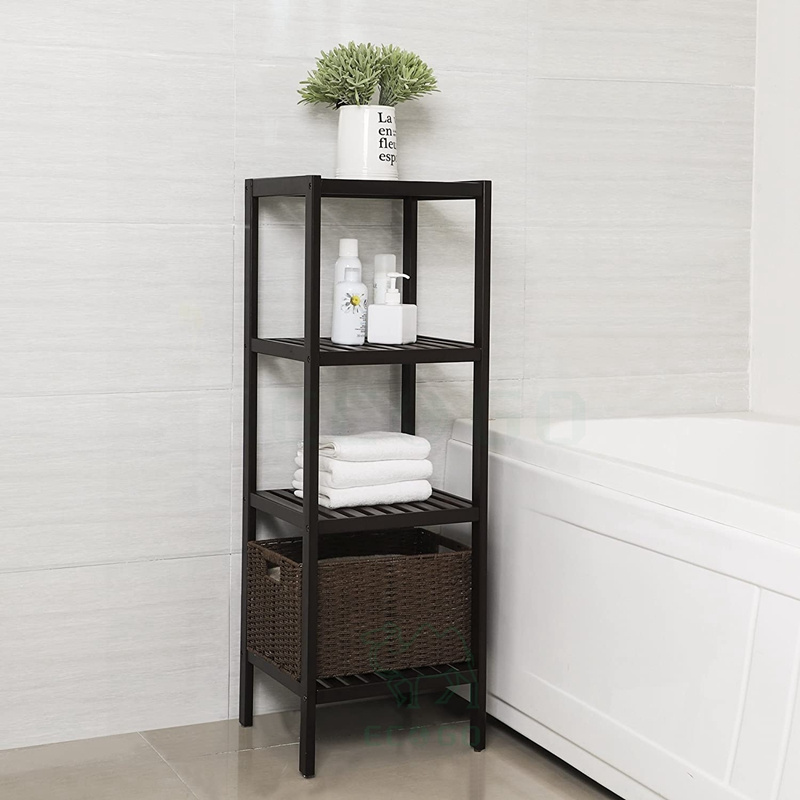 Hot 100% Bamboo Bathroom Shelf Stand 4-Tier Multifunctional Storage Rack Shelving Unit Brown