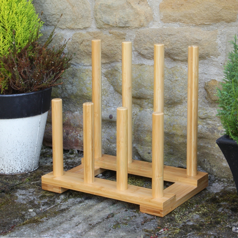 Custom Boot Rack Bamboo Shoe Organizer Wooden Boots Storage Rack 6-Pair Tall Boots Holder