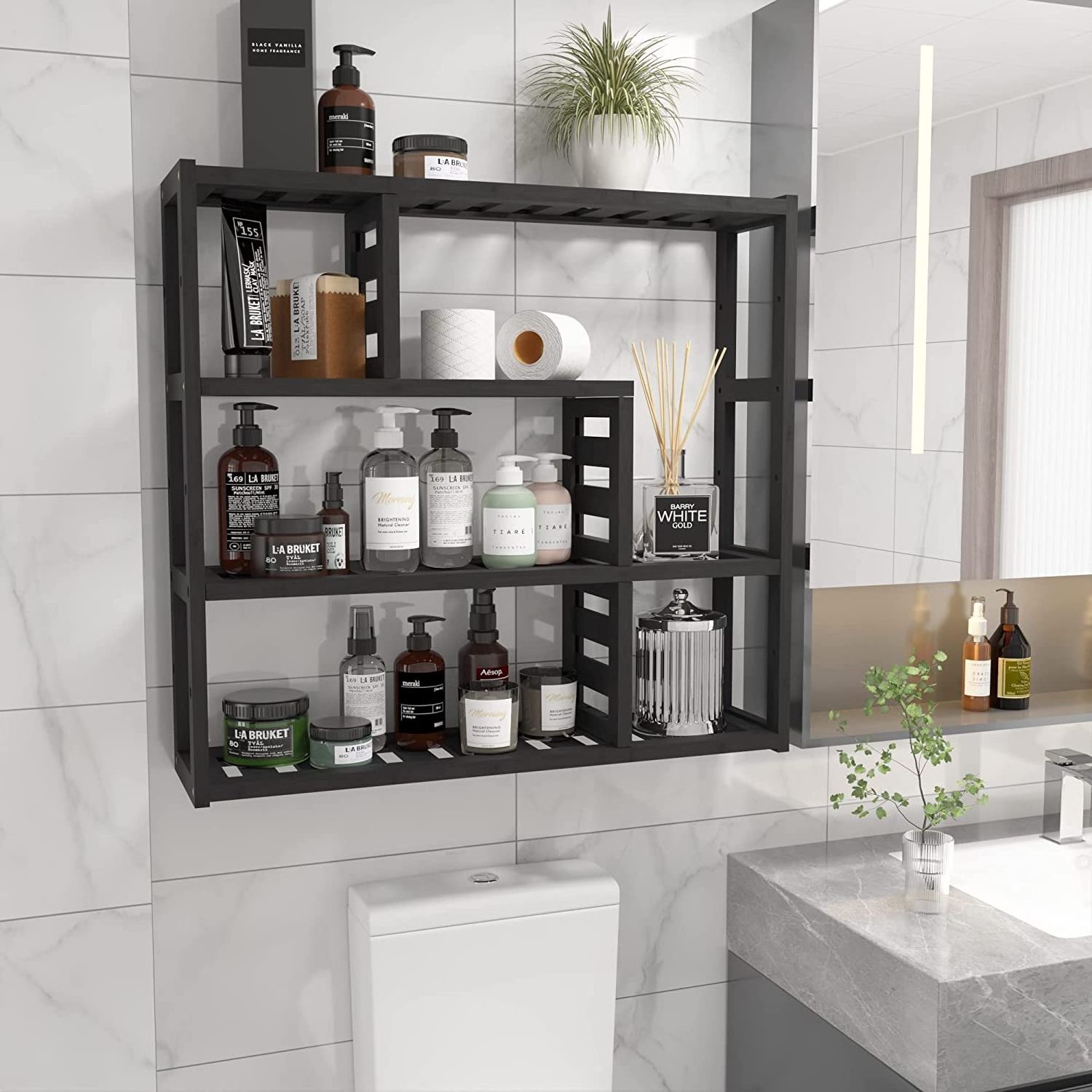 Waterproof Bathroom Organizer Over Toilet Shelve 3 Tier Plant Stands Floating Bathroom Shelves For Bedroom Living Room Bathroom