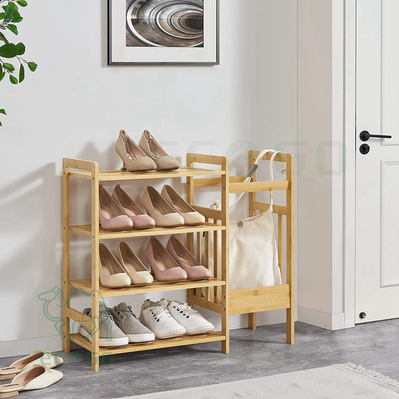 4 Tier premium shoe rack wooden shoe rack shoe rack storage organizer for home modern bamboo with umbrella storage