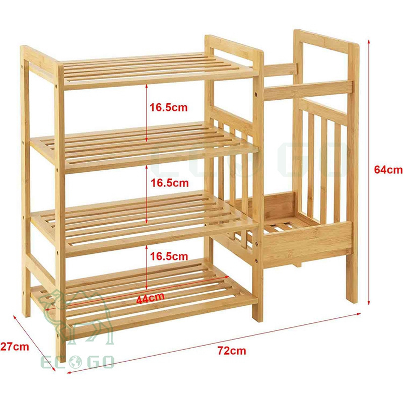 4 Tier premium shoe rack wooden shoe rack shoe rack storage organizer for home modern bamboo with umbrella storage